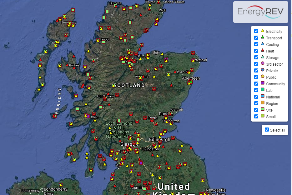 A GIS map of local and community energy projects across the UK