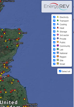 A GIS map of local and community energy projects across the UK