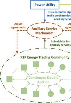 Framework design and optimal bidding strategy for ancillary service provision from a peer-to-peer energy trading community