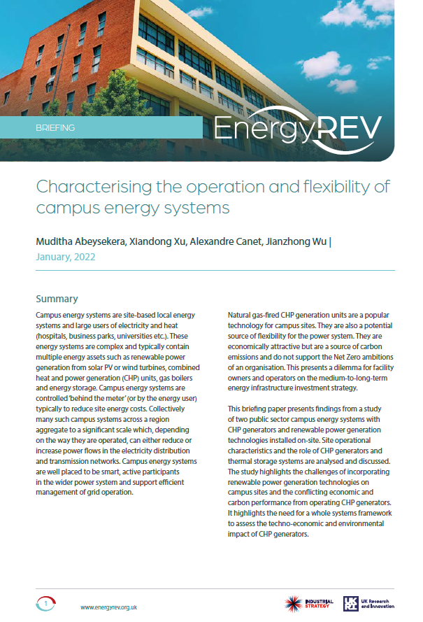 Characterising the operation and flexibility of campus energy systems